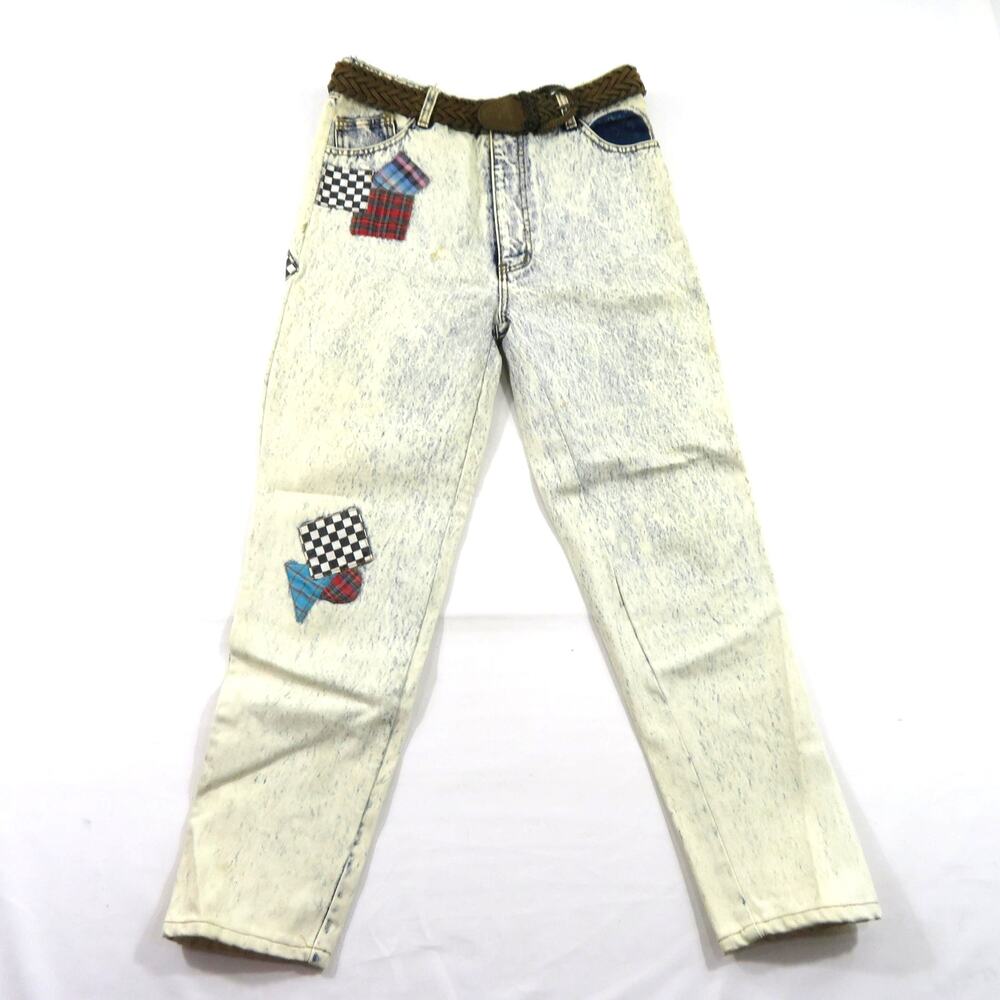 Rio Denim Jeans, High Waist Rise, Light Acid Wash Blue Sz L Measure 27x27 1980s